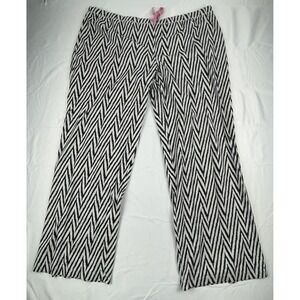 JASMINE & GINGER PANTS WOMENS 3X BLACK WHTIE CHEVRON LOUNGE PAJAMA PANTS DRAWSTR